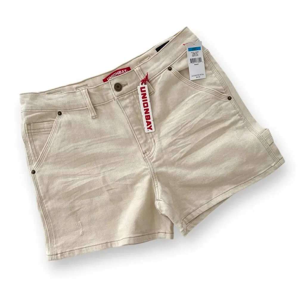 UnionBay Eli Carpenter Shorts Retro Dropcloth Color Distressed Jrs Sz 9‎ NWT